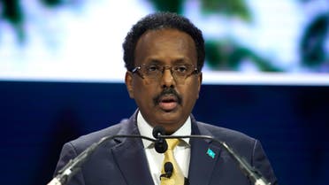President of Somalia Mohamed Abdullahi Mohamed speaks onstage during the 2019 Concordia Annual Summit. (AFP)