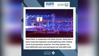 Dubai Police shuts down desert camp party for flouting COVID-19 rules