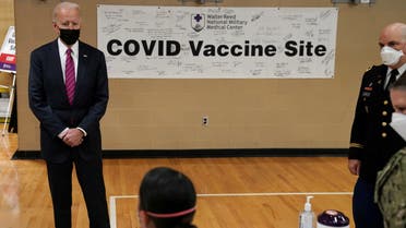 FILE PHOTO: U.S. President Joe Biden visits a coronavirus disease (COVID-19) vaccination site during a visit to Walter Reed National Military Medical Center in Bethesda, Maryland, U.S., January 29, 2021. REUTERS/ Kevin Lamarque/File Photo/File Photo