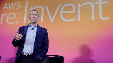 In this Dec. 5, 2019, file photo, AWS CEO Andy Jassy, discusses a new initiative with the NFL during AWS re:Invent 2019 in Las Vegas. Amazon announced Tuesday, Feb. 2, 2021, that Jeff Bezos would step down as CEO later in the year, leaving a role he’s had since founding the company nearly 30 years ago. Amazon says Bezos will be replaced in the summer by Jassy, who runs Amazon’s cloud business.