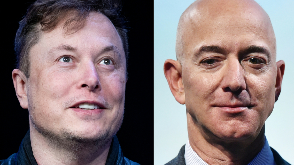 SpaceX founder Elon Musk (left) and Blue Origin founder Jeff Bezos (right). (File photos: AFP)