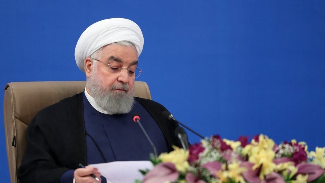 A handout picture provided by the Iranian presidency on July 1, 2020 shows President Hassan Rouhani in the Iranian capital Tehran. (AFP)
