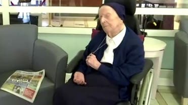 A screengrab from a video of French nun Sister Andre who has survived COVID-19 and will celebrate her 117th birthday on February 16. (BFMTV via Reuters)