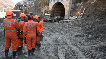 A rescue operation outside the entrance of a tunnel where dozens are still feared to be trapped following the Himalaya glacier disaster. (File photo: AFP)