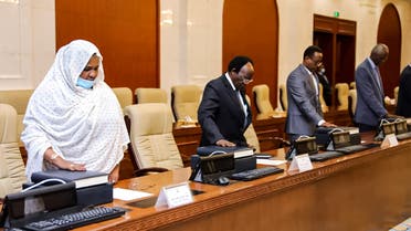 This handout picture provided by the Sudanese Presidency's media office on February 10, 2021 shows new ministers being sworn-in during in the capital Khartoum. (AFP)