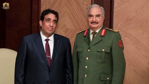 حفتر يؤكد للمنفي دعم الجيش الليبي له وللحكومة الجديدة