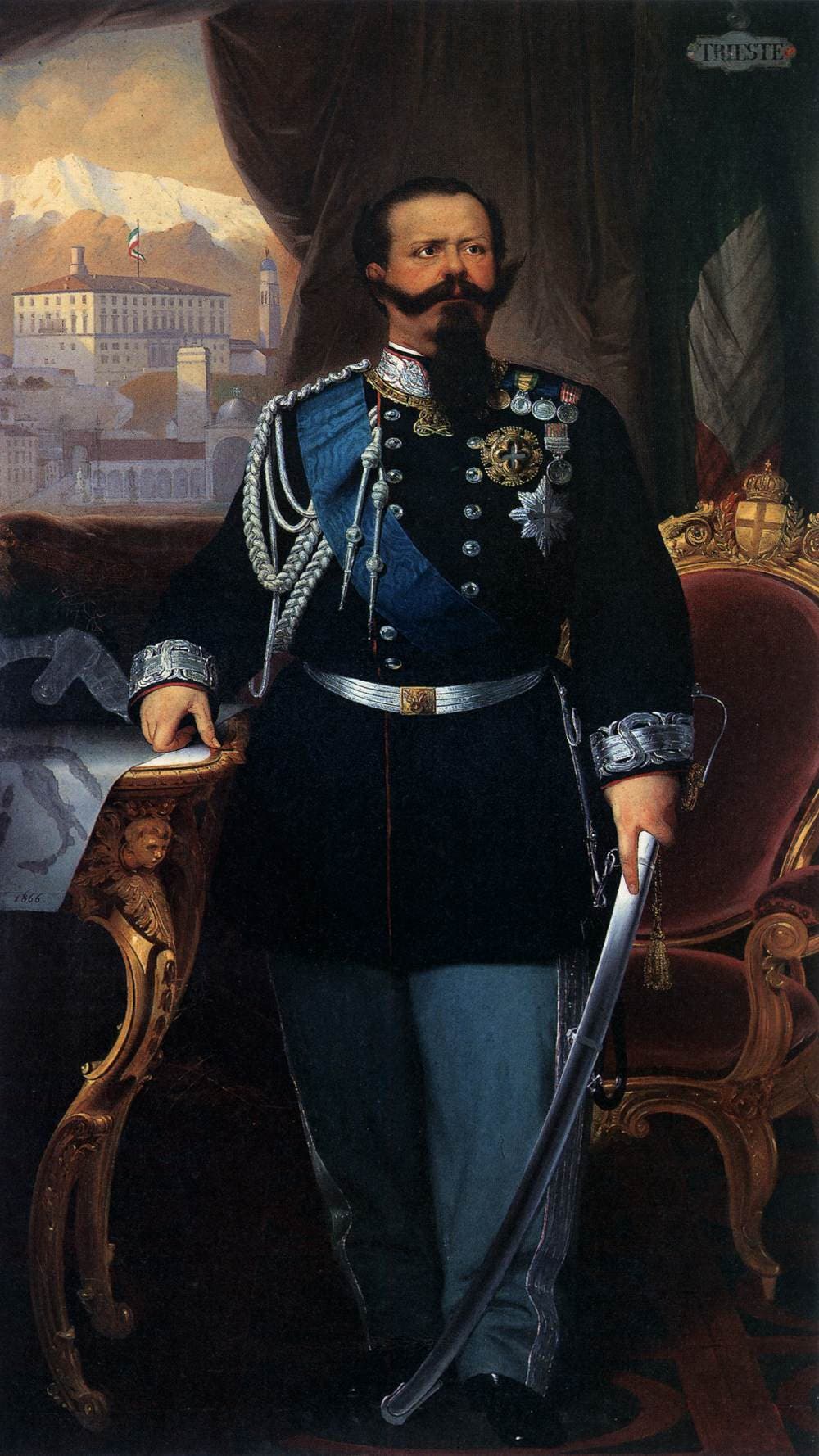 لوحة تجسد ملك إيطاليا فكتور إيمانويل الثاني