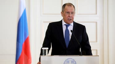 Russian Foreign Minister Sergei Lavrov speaks during a news conference in Athens, Greece, October 26, 2020. (Reuters/Costas Baltas)