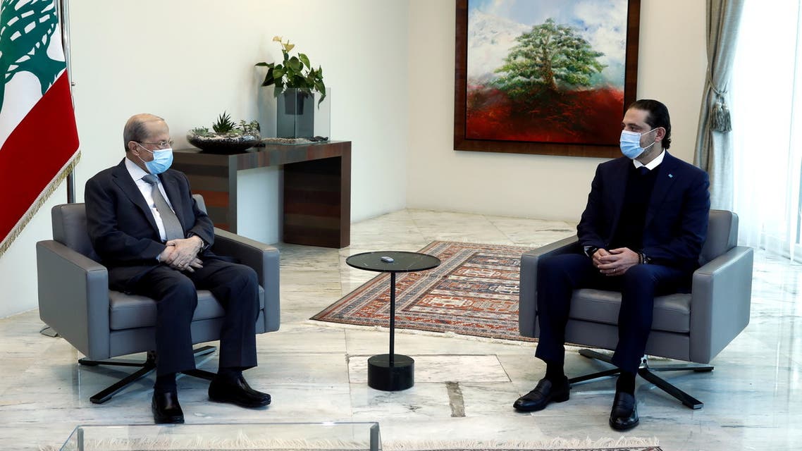 لقاء سعد الحريري وميشال عون بالقصر الجمهوري في بعبدا يوم 12 فبراير