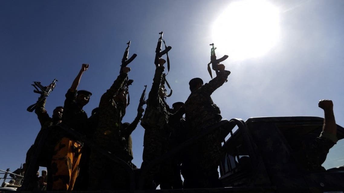 Houthi fighters chant slogans as they ride a military vehicle during a gathering in the capital Sanaa, on January 3, 2017. (AFP)