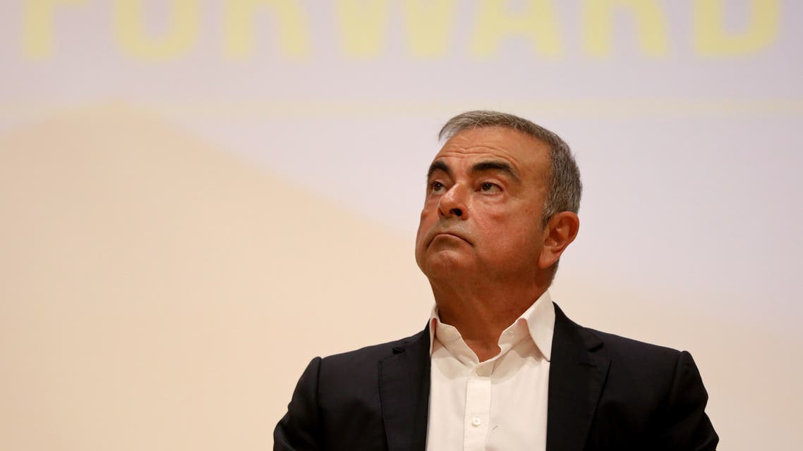 FILE PHOTO: Carlos Ghosn, the former Nissan and Renault chief executive, looks on during a news conference at the Holy Spirit University of Kaslik, in Jounieh, Lebanon September 29, 2020. REUTERS/Mohamed Azakir/File Photo