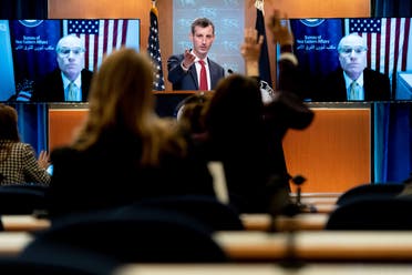 State Department spokesman Ned Price takes a reporter's question for Special Envoy for Yemen Timothy Lenderking, Feb. 16, 2021. (Reuters)