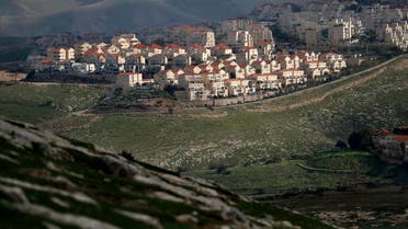 A picture taken from the E1 corridor, a super-sensitive area of the occupied West Bank, shows Israeli settlement of Maale Adumim in the background on February 25, 2020. (AFP)