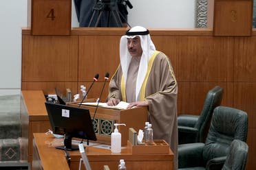 Kuwait's Prime Minister Sheikh Sabah al-Khalid al-Sabah speaks at the first parliament session held after elections, in Kuwait City, Kuwait December 15, 2020. (Reuters)