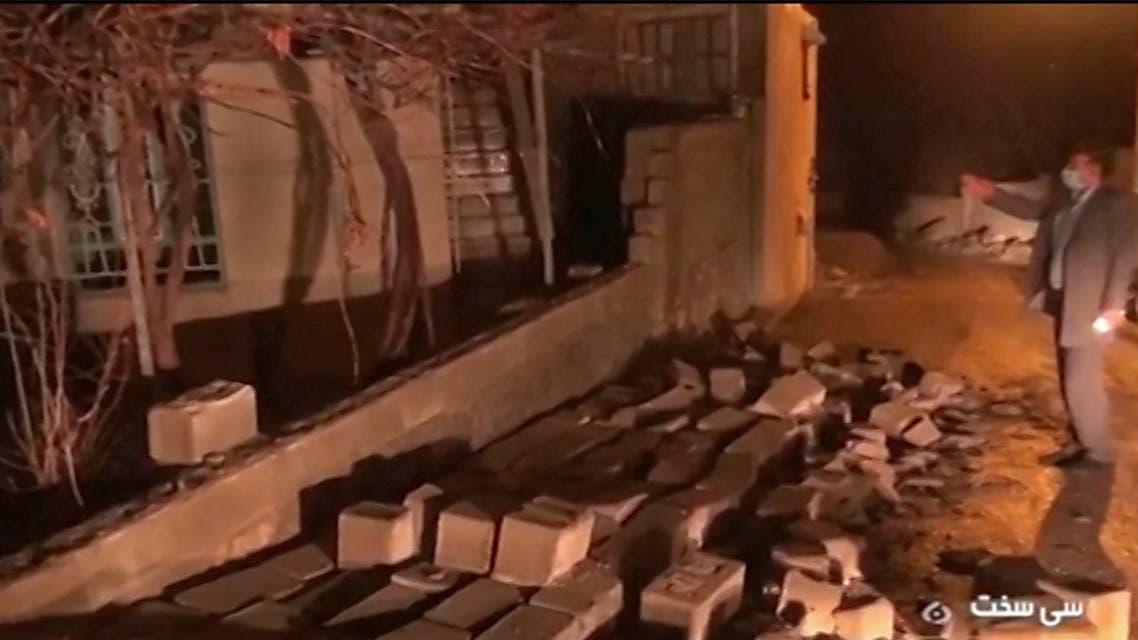 n image grab from footage obtained from Iranian State TV IRIB on February 18, 2021 shows damage following a 5.4 magnitude earthquake near the town of Sisakht. (AFP via Irib News Agency)