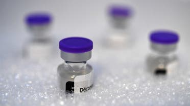 Phials of the Pfizer-BioNtech Covid-19 vaccine, are stocked on a freezer at low temperatures at a vaccination centre in Quimper, western France, on February 16, 2021. (AFP)