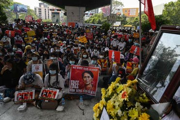 Protesters hold a vigil for Mya Thwate Thwate Khaing, a demonstrator who died from a gunshot wound during a rally against the military coup earlier in the month, in Yangon on February 20, 2021.(File photo: AFP)