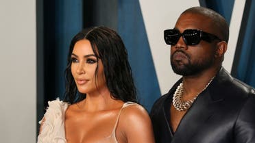 US media personality Kim Kardashian (L) and husband US rapper Kanye West attend the 2020 Vanity Fair Oscar Party following the 92nd Oscars at The Wallis Annenberg Center for the Performing Arts in Beverly Hills on February 9, 2020. (AFP)