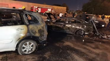 This Feb. 22, 2021 photo shows destroyed vehicles as a result of the rocket attack on Baghdad's Green Zone. (Supplied)