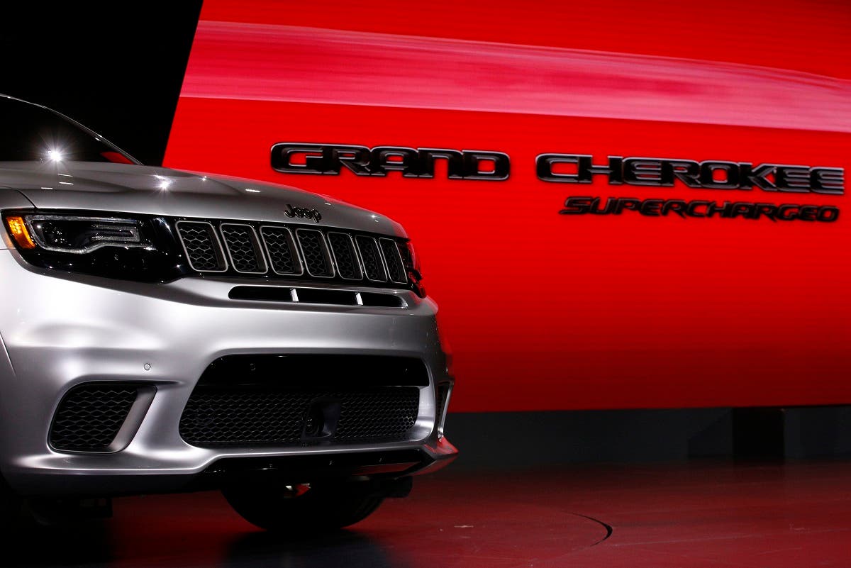 2018 Jeep Grand Cherokee Trackhawk is displayed at the 2017 New York International Auto Show in New York. (Reuters)