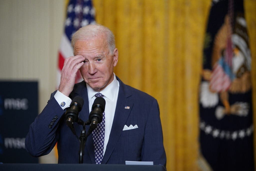 US President Joe Biden speaks from the East Room of the White House in Washington, DC, on February 19, 2021. (AFP)