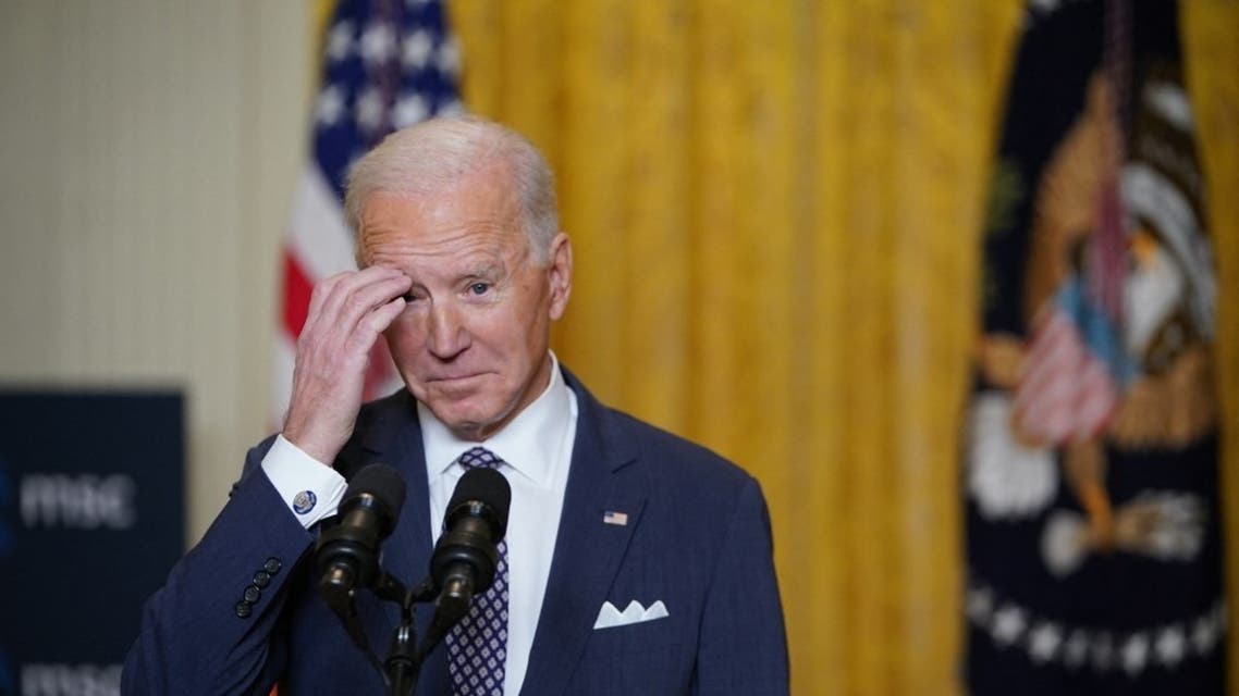 US President Joe Biden speaks from the East Room of the White House in Washington, DC, on February 19, 2021. (AFP)