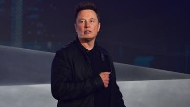 Tesla co-founder and CEO Elon Musk speaks at Tesla Design Center in California on November 21, 2019. (AFP)
