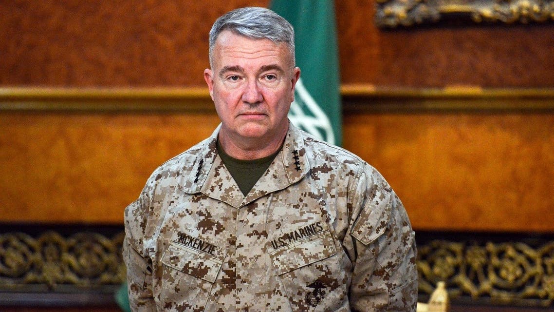CENTCOM chief Kenneth McKenzie during his visit to a military base in al-Kharj in central Saudi Arabia on July 18, 2019. (AFP)