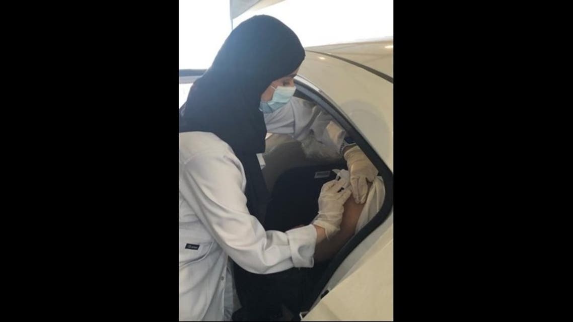 Saudi Arabia launches drive-thru coronavirus vaccination stations. (Twitter/@SaudiMOH)