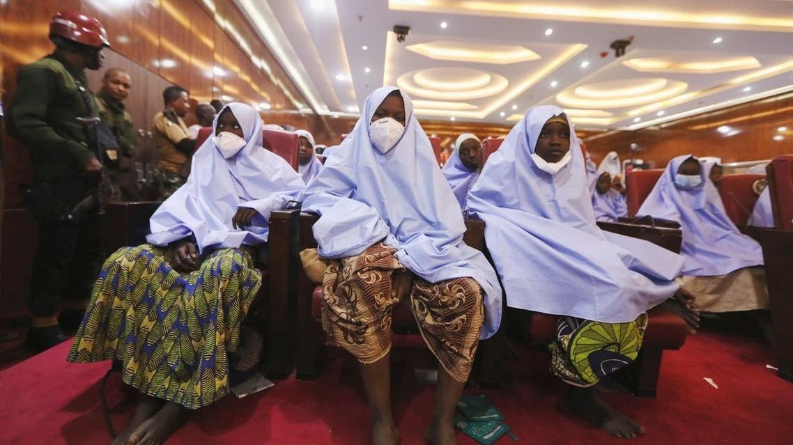 Some of the girls who were kidnapped after their release in Zamfara. (Reuters)
