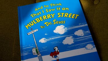  A copy of the book And to Think That I Saw It on Mulberry Street, by Dr. Seuss, rests in a chair, Monday, March 1, 2021, in Walpole, Massachussetts, US. (AP)