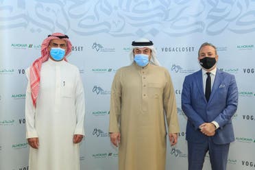 Alhokair Group acquired a stake in e-commerce platform VogaCloset. From left to right: Faisal Al Jedaie , CEO, Arabian Centres Co., Fawaz Abdulaziz Alhokair , Chairman, Alhokair, and Arabian Centres Co., Marwan Moukarzel, CEO, Alhokair. (File photo)