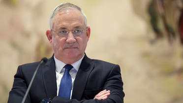 Israeli Defense Minister Benny Gantz attends a cabinet meeting in Jerusalem May 24, 2020. (Reuters)