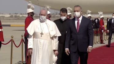 Pope Francis arrives at Baghdad International Airport. (Reuters)