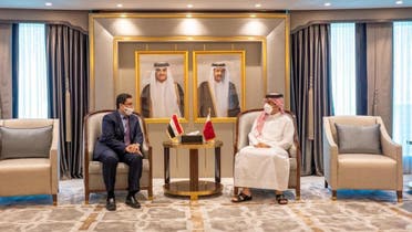 Qatar's Deputy Prime Minister and Minister of Foreign Affairs meets with Yemeni Foreign Minister in Doha. (Qatar MOFA)