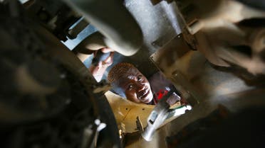 Memory Mukabeta repairs a car at her workshop in Harare, in this Friday, March,5, 2021 photo. (AP)