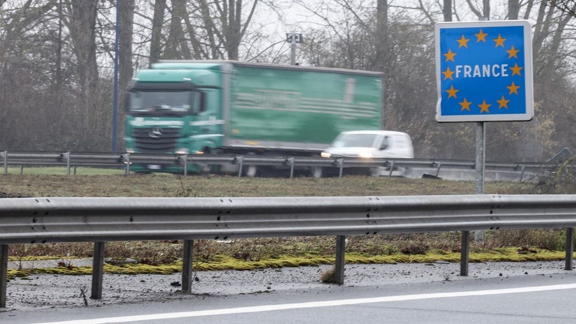 This picture taken on January 27, 2021 shows the Hensies border crossing between France and Belgium. (Kenzo Tribouillard/AFP)