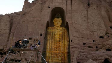 A photo showing the projected image of a Buddha statue in Bamiyan from a similar event on This photo taken on June 7, 2015. (AFP)