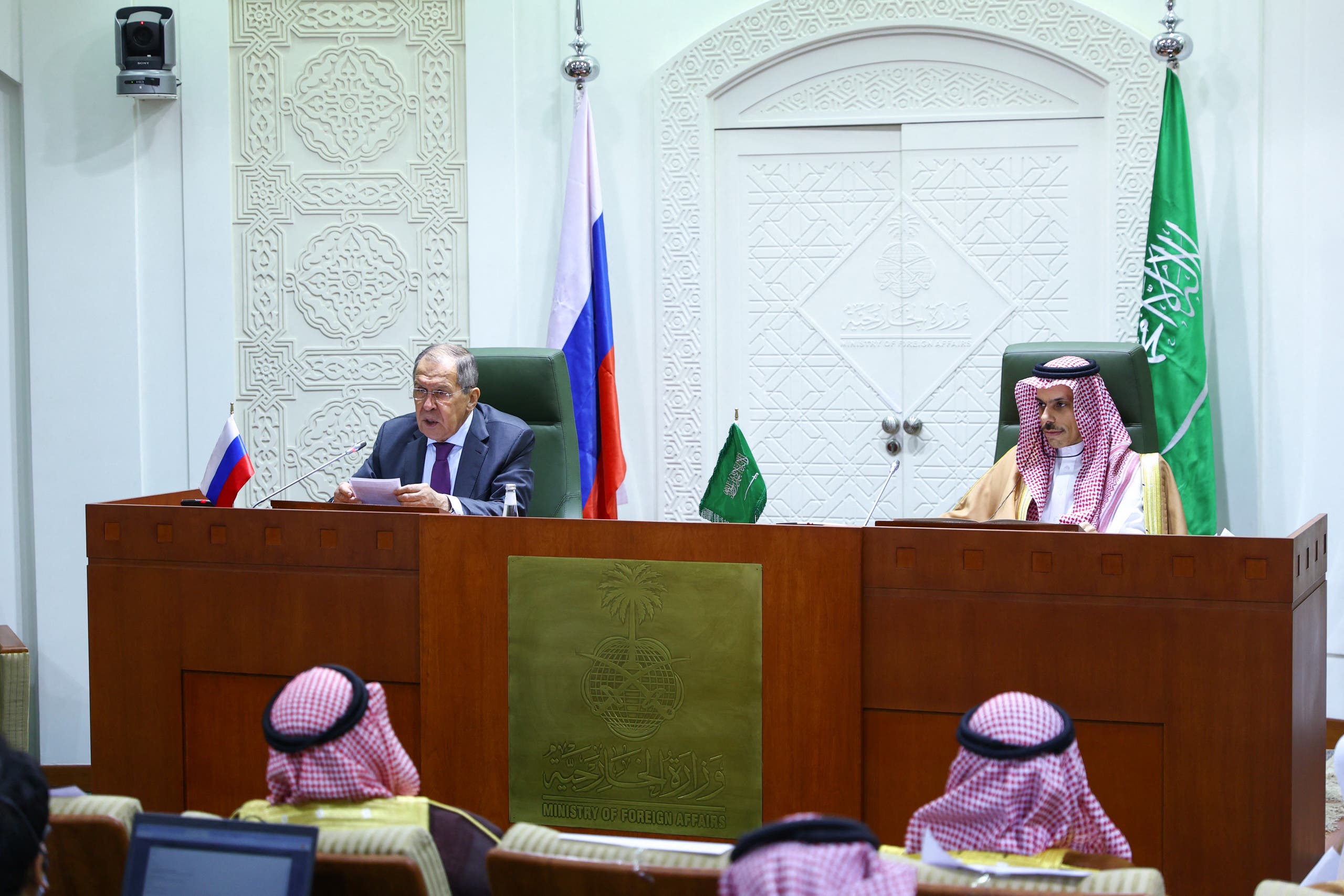 Prince Faisal bin Farhan bin Abdullah and Lavrov in Riyadh