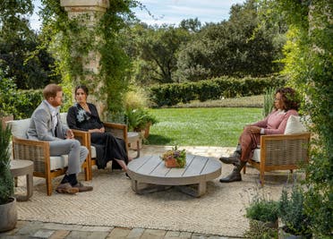 شہزادہ ہیری اور میگھن کے اوپرا ونفرے کے ساتھ انٹرویو کی تصویر۔
