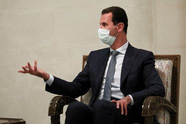 Syrian President Bashar al-Assad speaks to Russian Foreign Minister Sergey Lavrov in Damascus, Syria, Sept. 7, 2020. (AP)