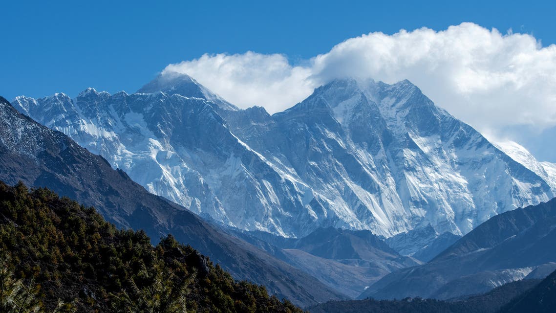 The Himalayan Mount Everest (C-L) and other mounts ranges are pictured from Namche Bazar in the Everest region, some 140 kms northeast of Kathmandu on March 26, 2020. (File photo: AFP)