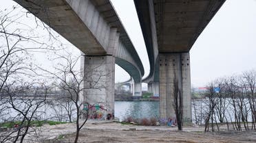  General view of the Seine river under the bridge of the A15 highway, in Argenteuil, on the outskirts of Paris, on March 10, 2021, two days after a 14-year-old schoolgirl body was found. (AFP)