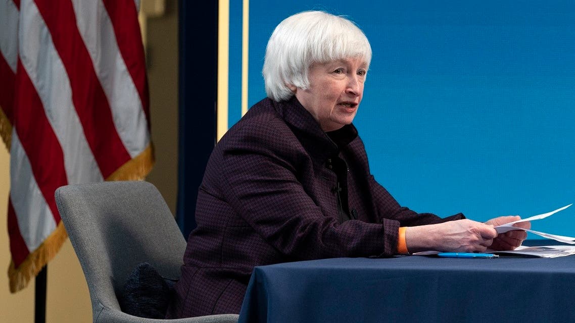 A file photo shows US Treasury Secretary Janet Yellen speaks during a virtual roundtable with participants from Black Chambers of Commerce, Feb. 5, 2021, from the White House complex in Washington. (AP/Jacquelyn Martin)