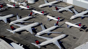 Delta Air Lines passenger planes are seen parked due to flight reductions because of the coronavirus, at Birmingham-Shuttlesworth International Airport in Birmingham, Alabama, US March 25, 2020. (Reuters/Elijah Nouvelage)