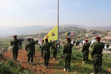 Hezbollah marks first anniversary of the killing of Iran’s Qassem Soleimani and Iraqi militia commander Abu Mahdi al-Muhandis near the border with Israel Jan. 3, 2021. (Reuters)