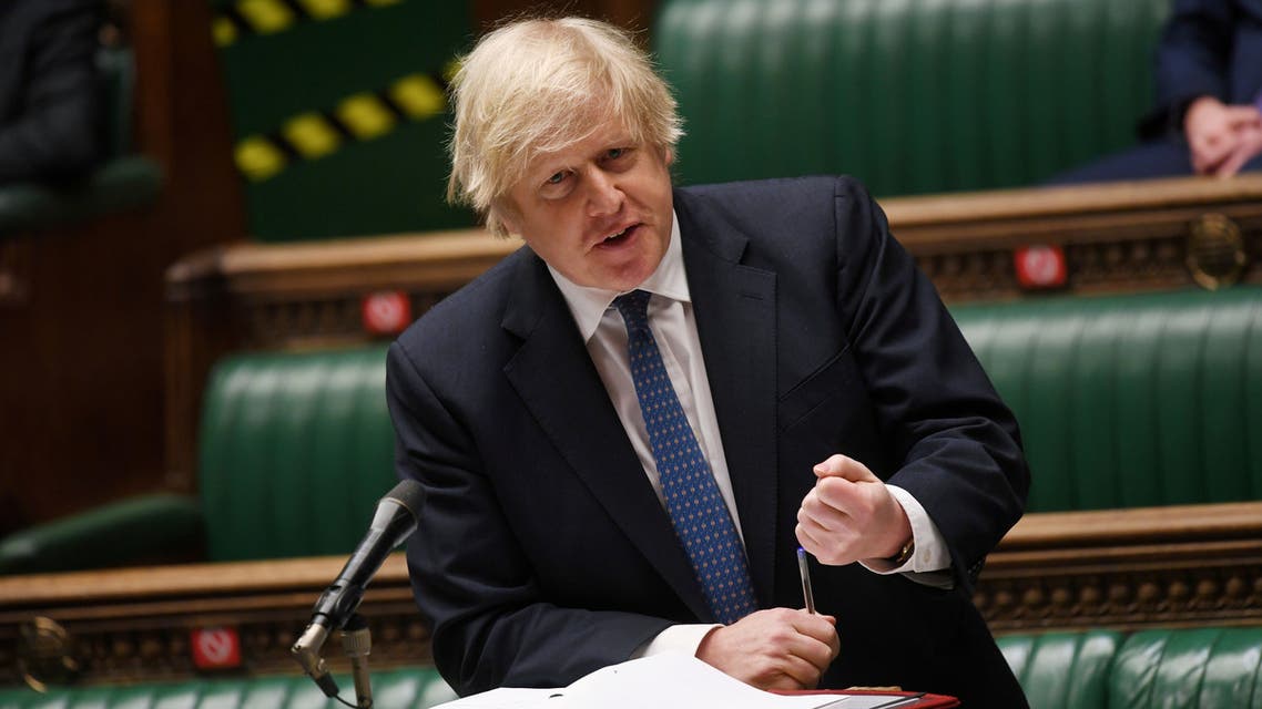 British Prime Minister Boris Johnson speaks during the weekly question time debate at the House of Commons in London, Britain March 10, 2021. (Reuters)