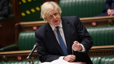 FILE PHOTO: British Prime Minister Boris Johnson speaks during the weekly question time debate at the House of Commons in London, Britain March 10, 2021. UK Parliament/Jessica Taylor/Handout via REUTERS/File Photo