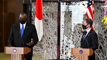 U.S. Defense Secretary Lloyd Austin and Secretary of State Antony Blinken attend a news conference after the Japan - U.S. Security Consultative Committee (SCC) 2+2 Meeting in Tokyo, Japan, March 16, 2021. Kazuhiro Nogi/Pool via REUTERS