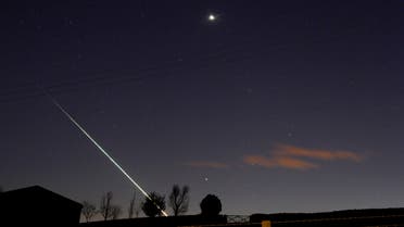 A meteorite creates a streak of light across the night sky over the North Yorkshire moors at Lealholm, near Whitby, northern England, April 26, 2015 REUTERS/Steven Watt BEST QUALITY AVAILABLE